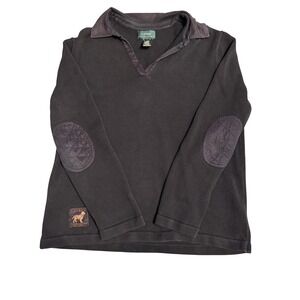 Lauren Ralph Lauren Mens Blue Cotton Waffle Knit Sweater Elbow Patches Large